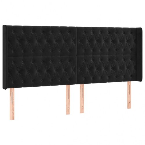 Kontinentalseng i fløjl med LED-lys 180×200 cm - sort