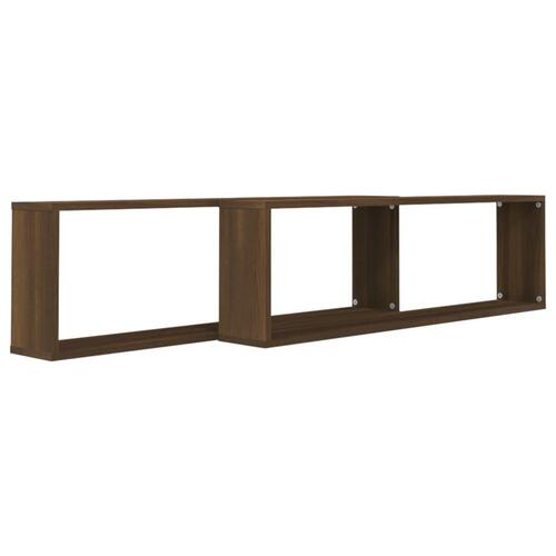 Væghylder 2 stk. 100x15x30 cm konstrueret træ brun egetræ