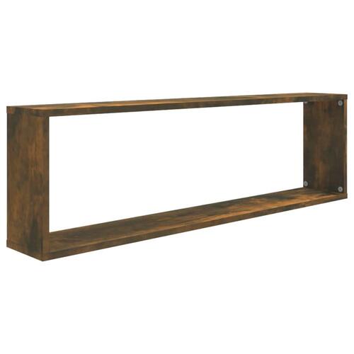 Væghylder 4 stk. 100x15x30 cm konstrueret træ røget egetræ