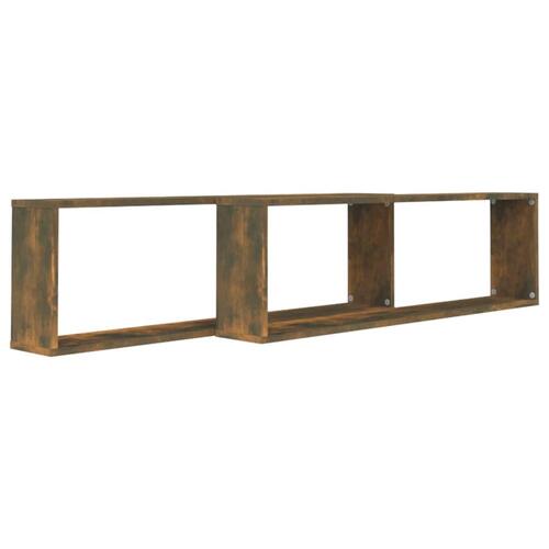 Væghylder 2 stk. 100x15x30 cm konstrueret træ røget egetræ