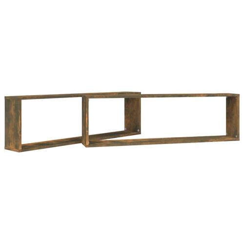 Væghylder 2 stk. 100x15x30 cm konstrueret træ røget egetræ