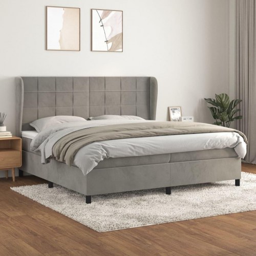 Kontinentalseng med madras 200×200 cm - fløjl, lysegrå