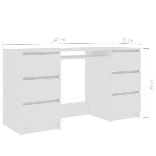 Skrivebord 140x50x77 cm konstrueret træ hvid