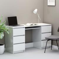Skrivebord 140x50x77 cm konstrueret træ hvid højglans