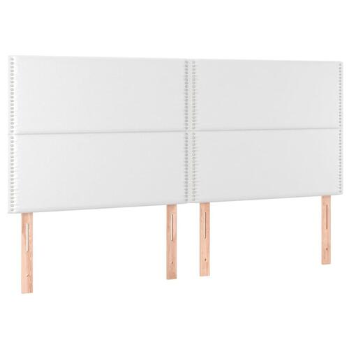 Sengegavl med LED-lys 180x5x118/128 cm kunstlæder hvid