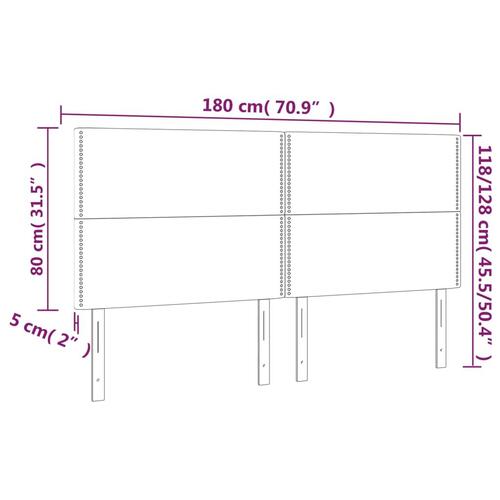 Sengegavl med LED-lys 180x5x118/128 cm kunstlæder hvid