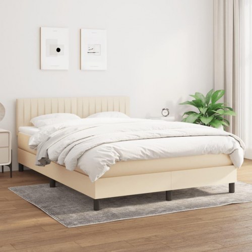 Kontinentalseng med madras 140×200 cm - stof, cremefarvet