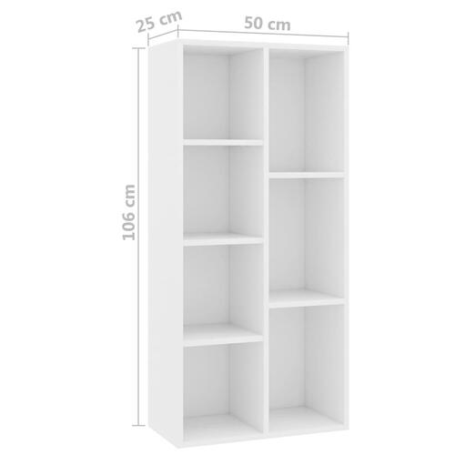 Bogreol 50x25x106 cm konstrueret træ hvid