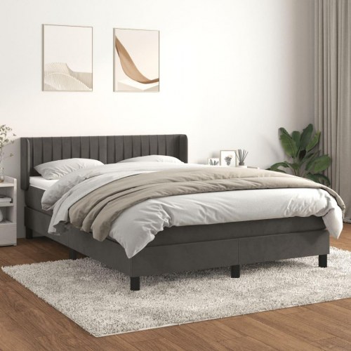 Kontinentalseng med madras 140×190 cm - fløjl, mørkegrå