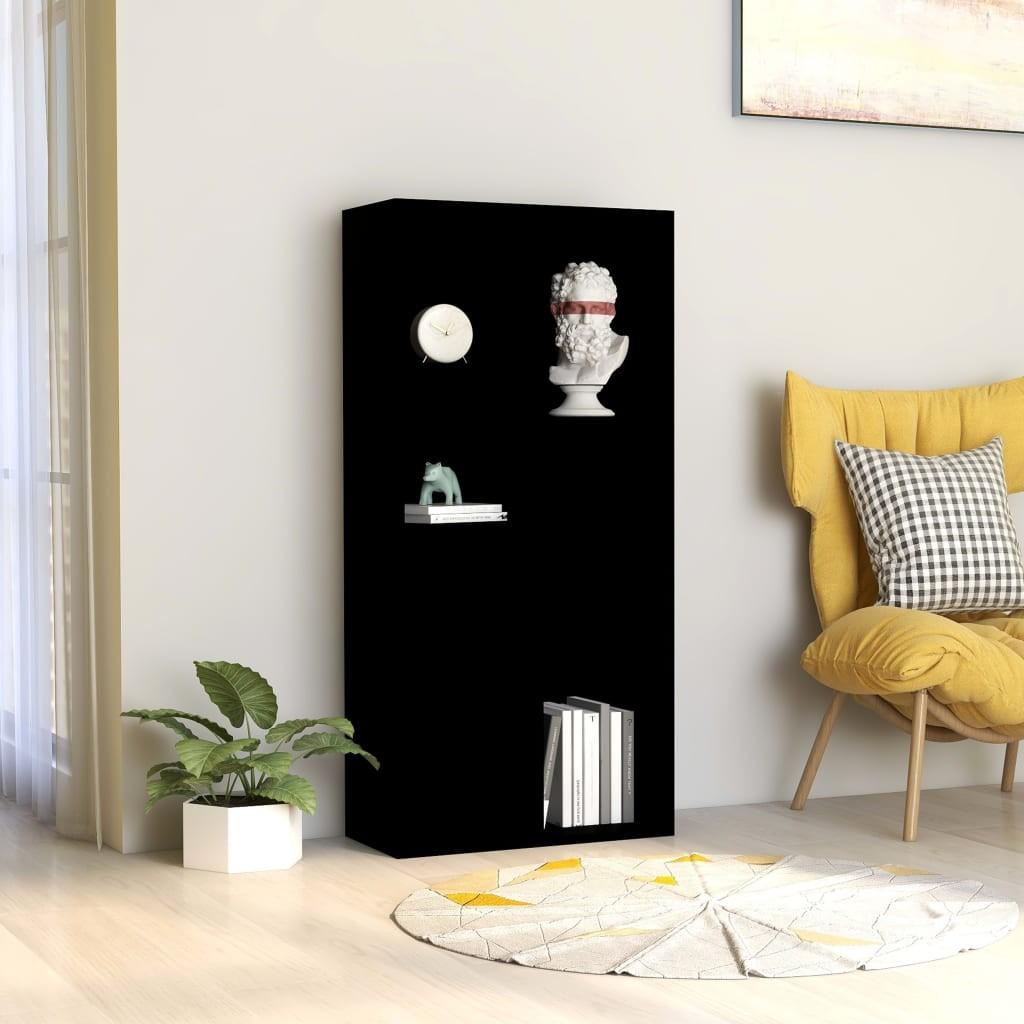 Bogreol 50x25x106 cm konstrueret træ sort