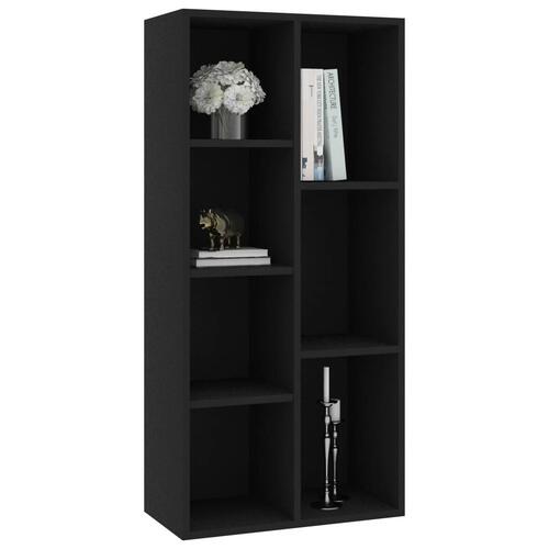 Bogreol 50x25x106 cm konstrueret træ sort
