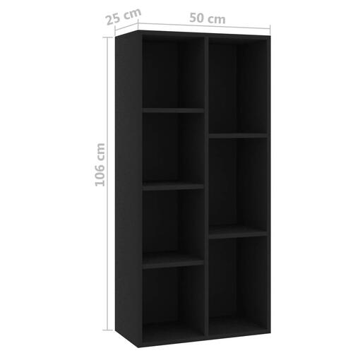 Bogreol 50x25x106 cm konstrueret træ sort
