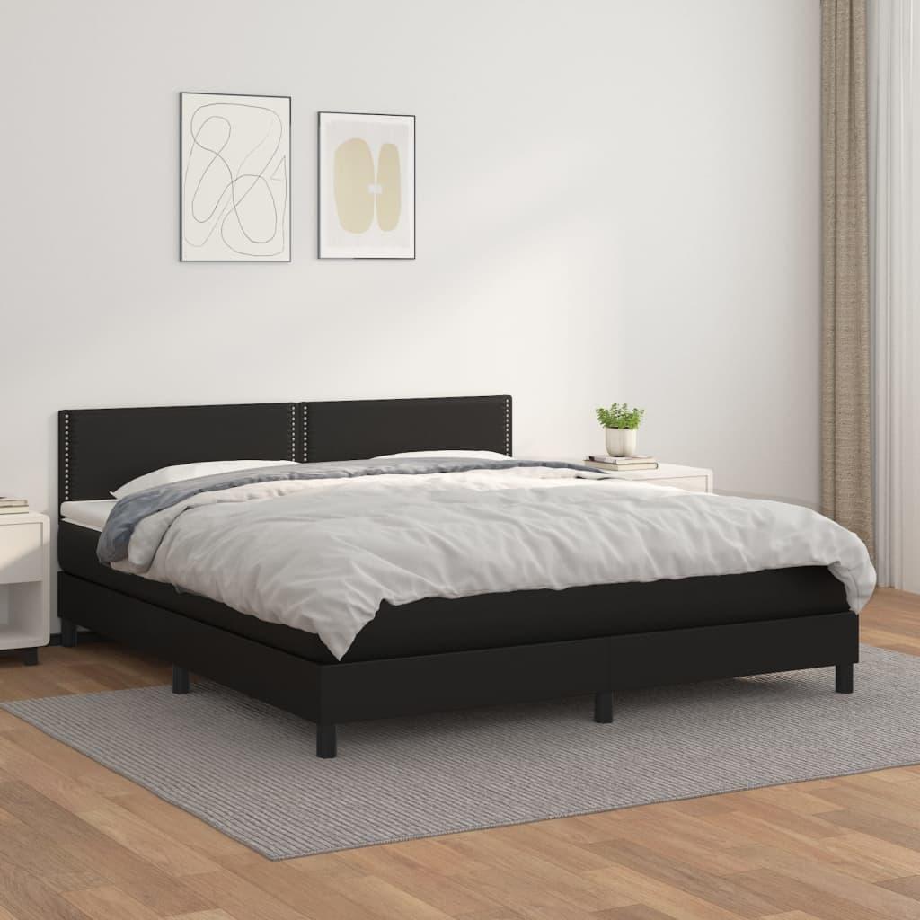 Kontinentalseng med madras 180x200 cm kunstlæder sort billede
