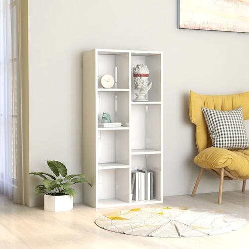 Bogreol 50x25x106 cm konstrueret træ hvid højglans
