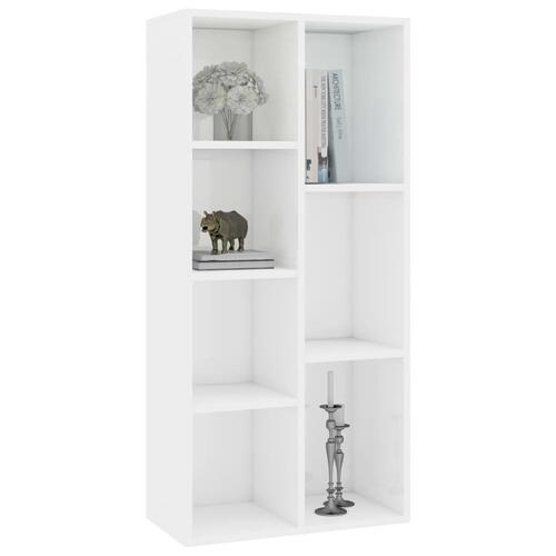 Bogreol 50x25x106 cm konstrueret træ hvid højglans