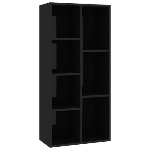 Bogreol 50x25x106 cm konstrueret træ sort højglans