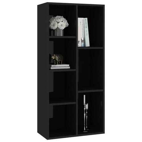 Bogreol 50x25x106 cm konstrueret træ sort højglans