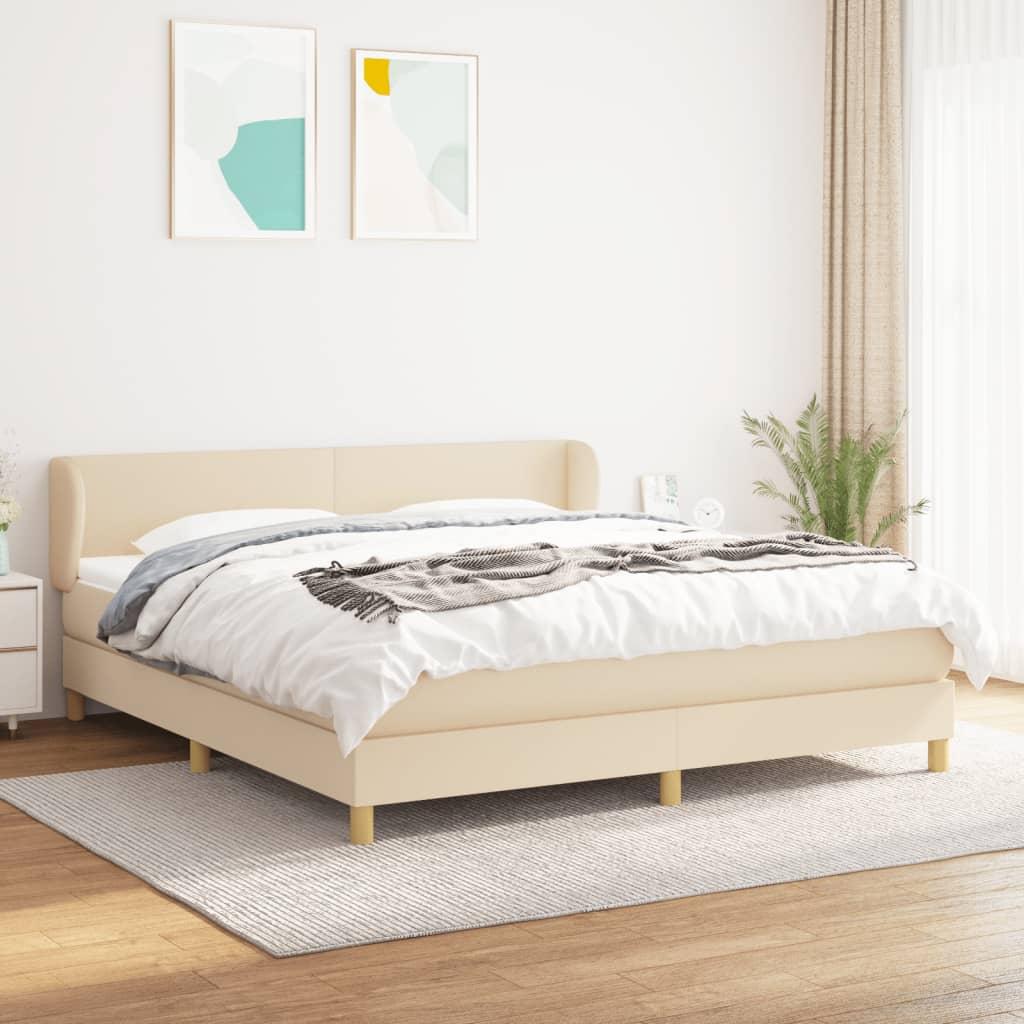 Kontinentalseng med madras 180x200 cm stof cremefarvet