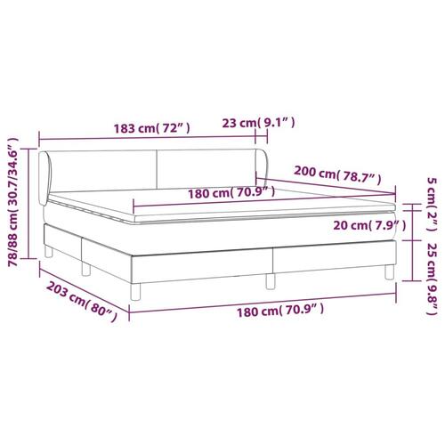 Kontinentalseng med madras 180x200 cm stof cremefarvet