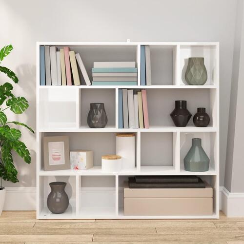 Bogreol/rumdeler 105x24x102 cm spånplade hvid højglans