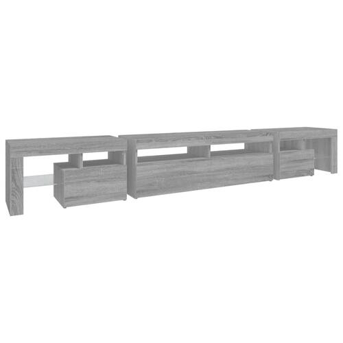 Tv-skab med LED-lys 260x36,5x40 cm grå sonoma-eg