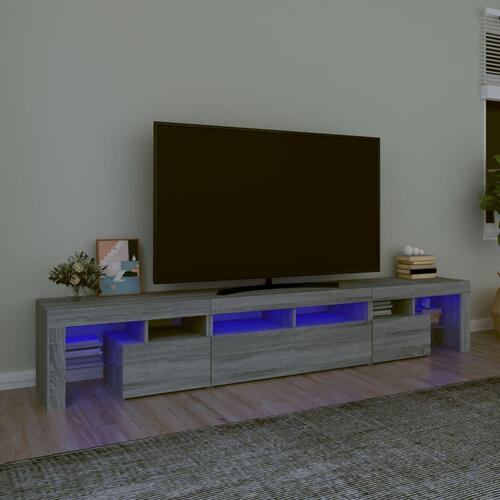 Tv-skab med LED-lys 230x36,5x40 cm grå sonoma-eg