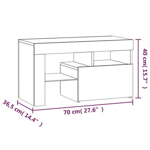 Sengeborde 2 stk. med LED-lys 70x36,5x40 cm grå sonoma-eg