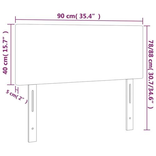 Sengegavl med LED-lys 90x5x78/88 cm kunstlæder hvid