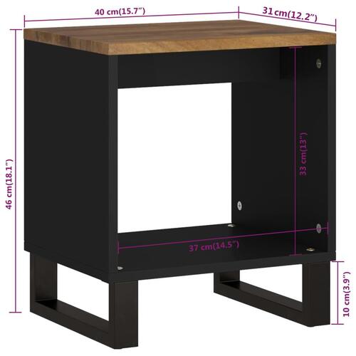 Sofabord 40x31x46 cm massivt mangotræ og konstrueret træ