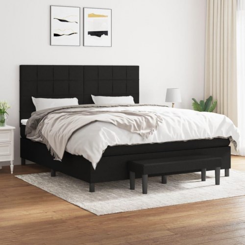 Kontinentalseng med madras 160×200 cm - stof, sort
