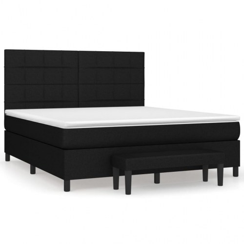 Kontinentalseng med madras 160×200 cm - stof, sort