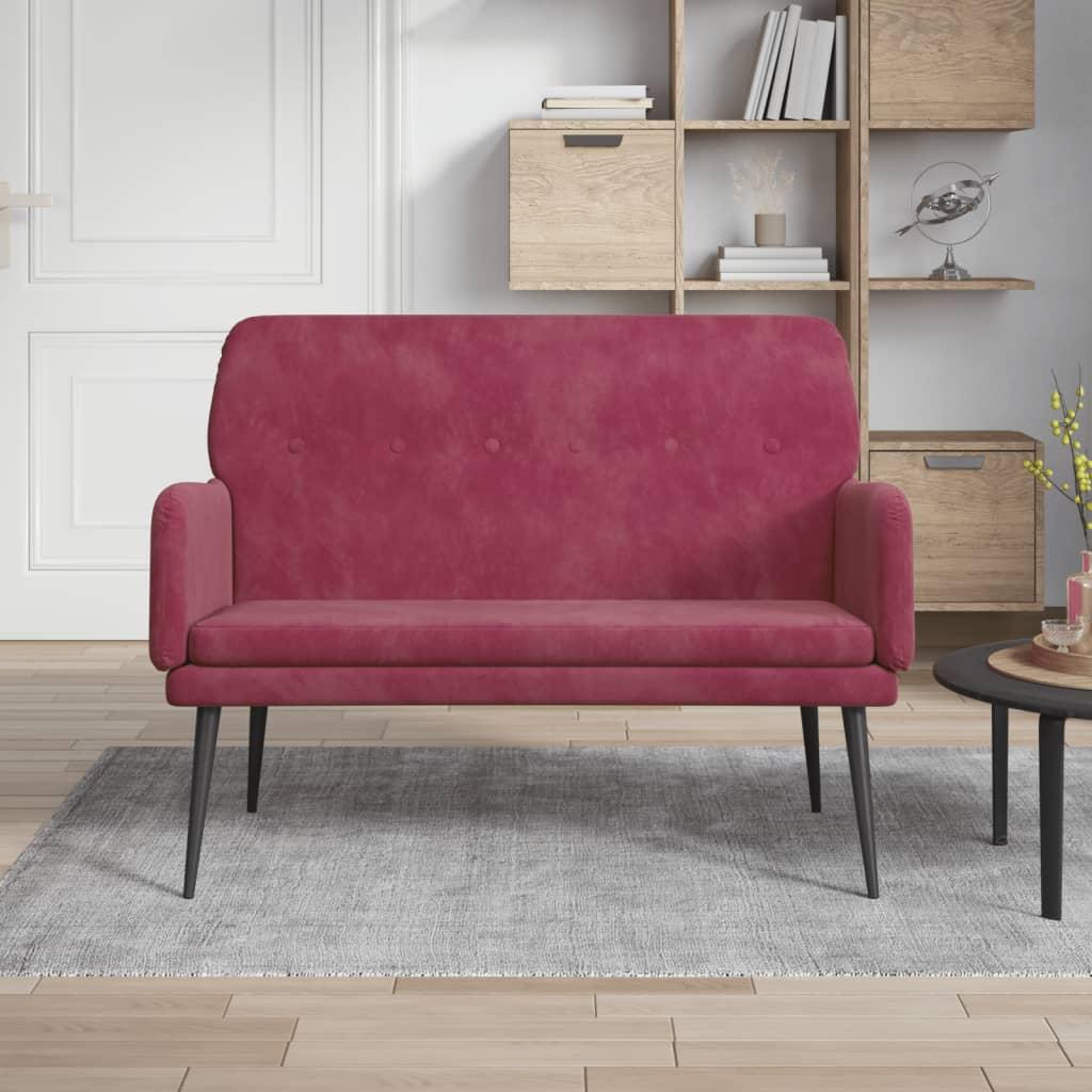 Bænk 108x79x79 cm velour vinrød