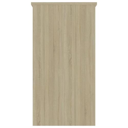 Skrivebord 80x40x75 cm konstrueret træ hvid og sonoma-eg