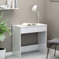 Skrivebord 80x40x75 cm konstrueret træ hvid højglans
