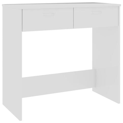 Skrivebord 80x40x75 cm konstrueret træ hvid højglans