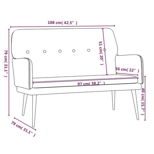 Bænk 108x79x79 cm velour mørkegrå