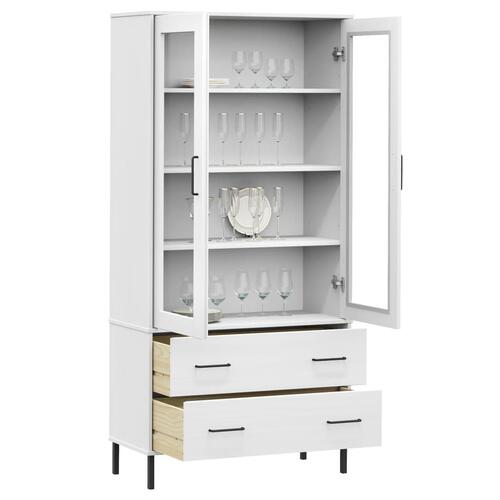 Bogskab med metalben OSLO 85x35x172,5 cm massivt træ hvid