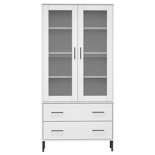 Bogskab med metalben OSLO 85x35x172,5 cm massivt træ hvid