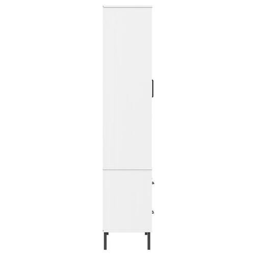 Bogskab med metalben OSLO 85x35x172,5 cm massivt træ hvid