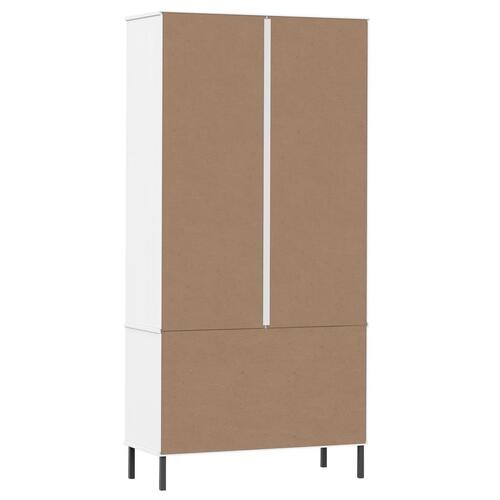 Bogskab med metalben OSLO 85x35x172,5 cm massivt træ hvid
