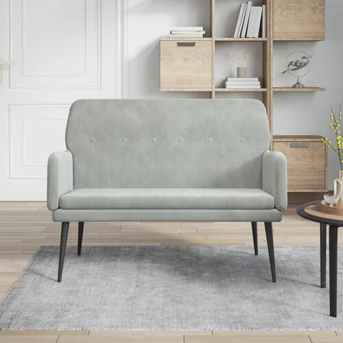 Bænk 108x79x79 cm velour lysegrå