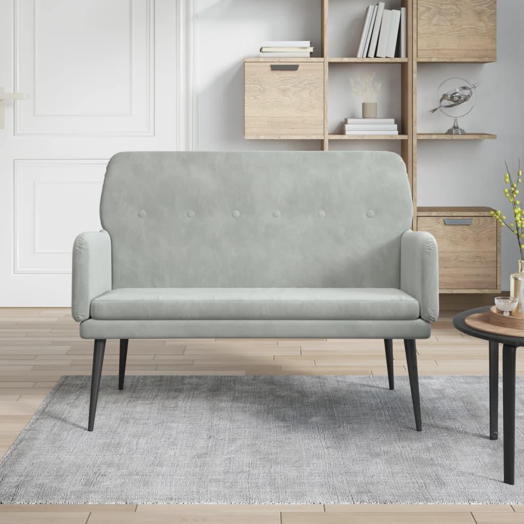 Bænk 108x79x79 cm velour lysegrå