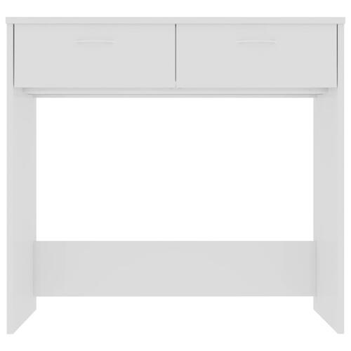 Skrivebord 80x40x75 cm konstrueret træ hvid højglans