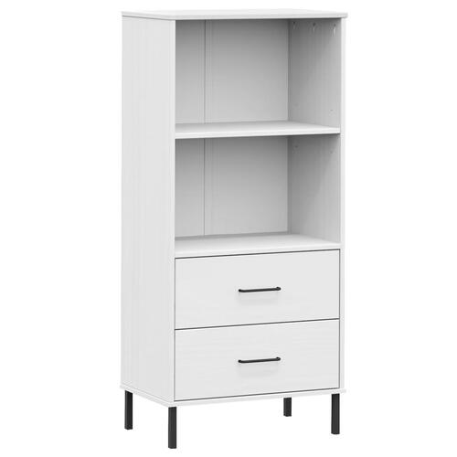Bogreol med 2 skuffer OSLO 60x35x128,5 cm massivt træ hvid