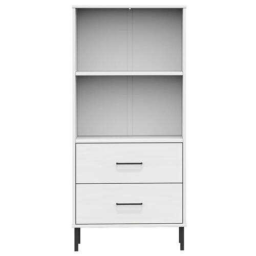 Bogreol med 2 skuffer OSLO 60x35x128,5 cm massivt træ hvid