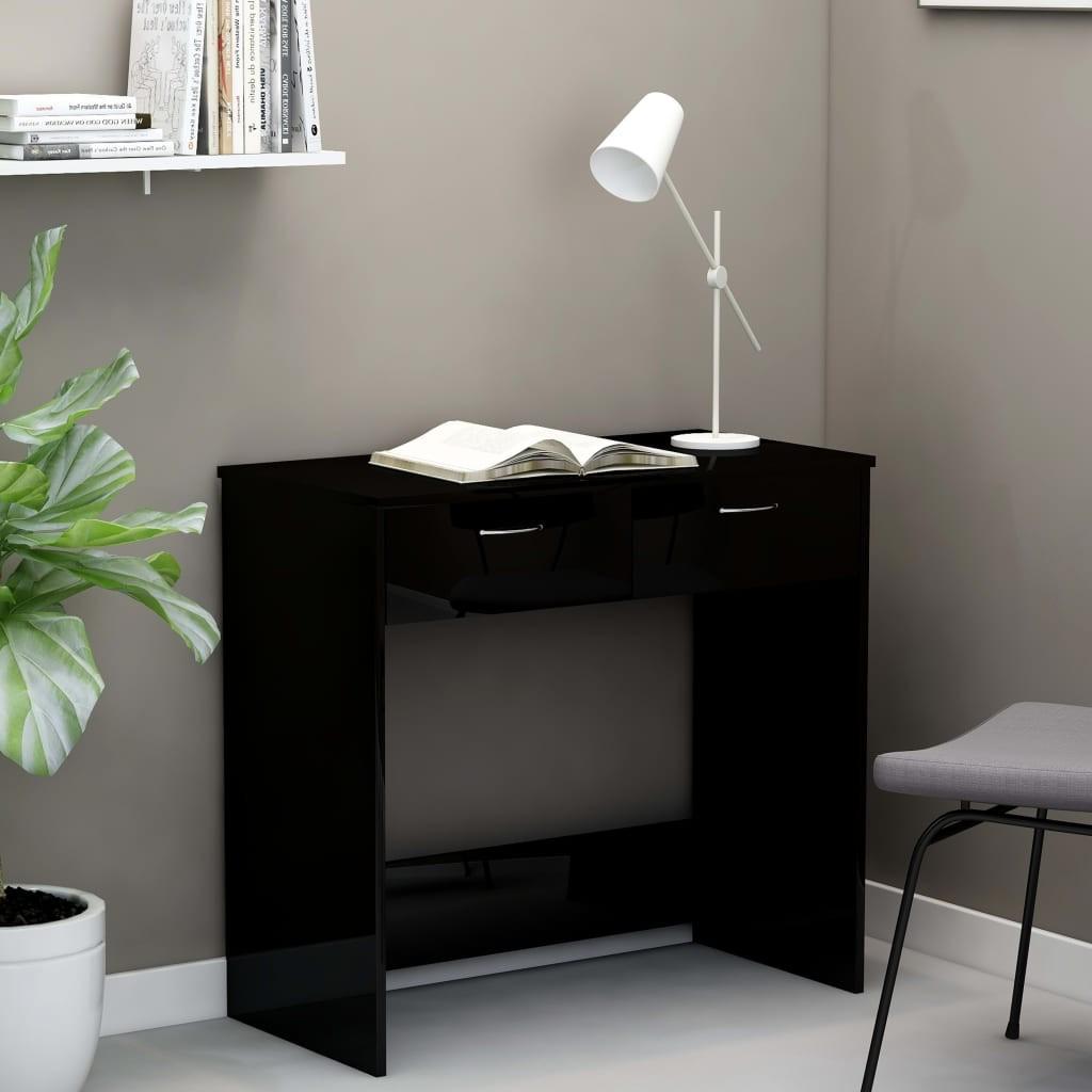 Skrivebord 80x40x75 cm konstrueret træ sort højglans