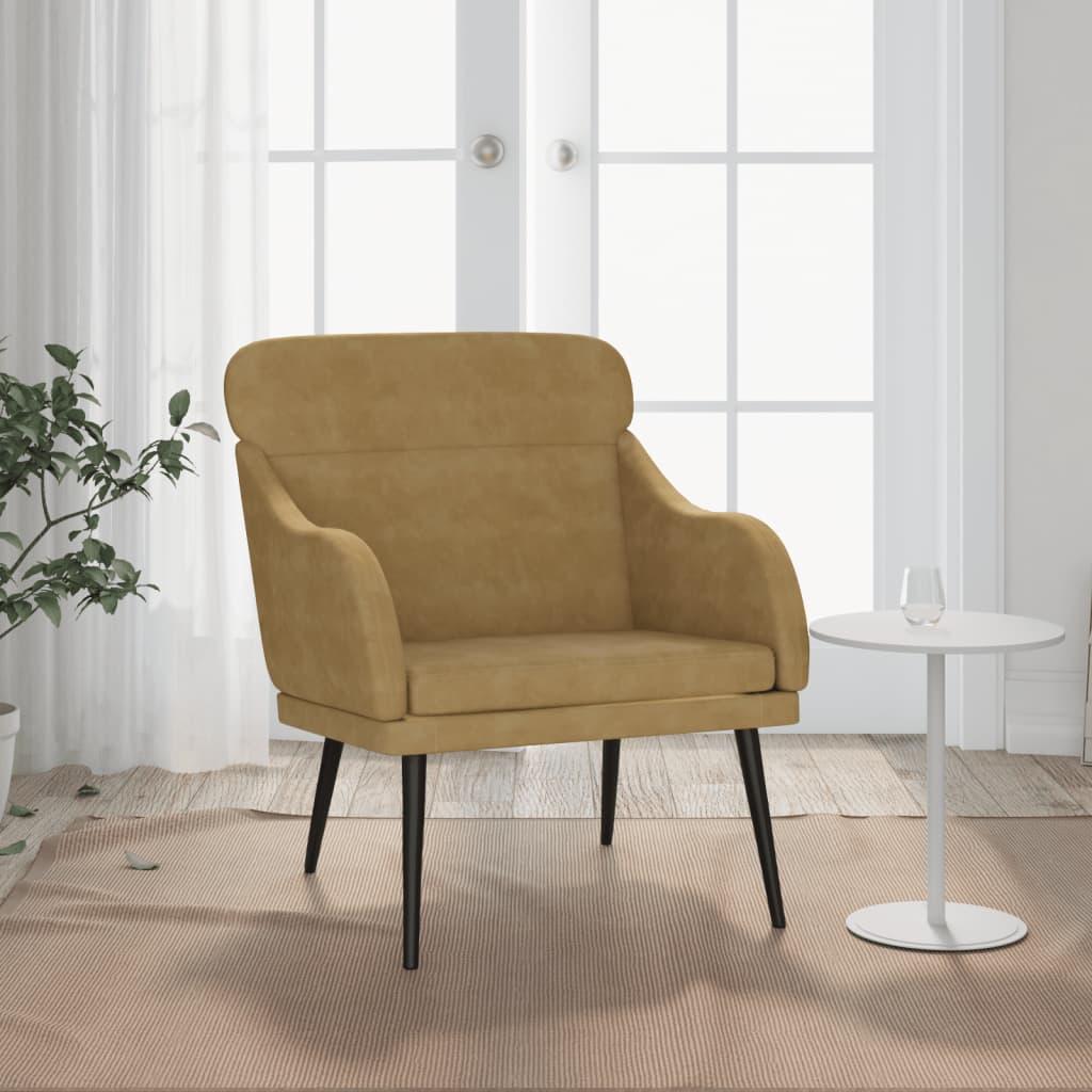 Lænestol 63x76x80 cm velour brun