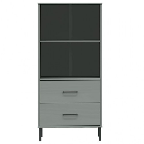 Bogreol med 2 skuffer OSLO 60x35x128,5 cm massivt træ grå