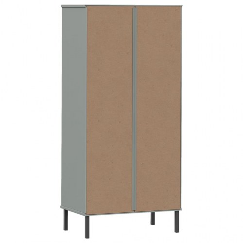 Bogreol med 2 skuffer OSLO 60x35x128,5 cm massivt træ grå