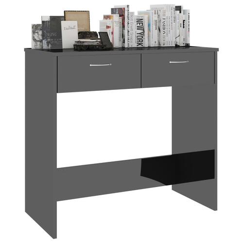 Skrivebord 80x40x75 cm konstrueret træ sort højglans